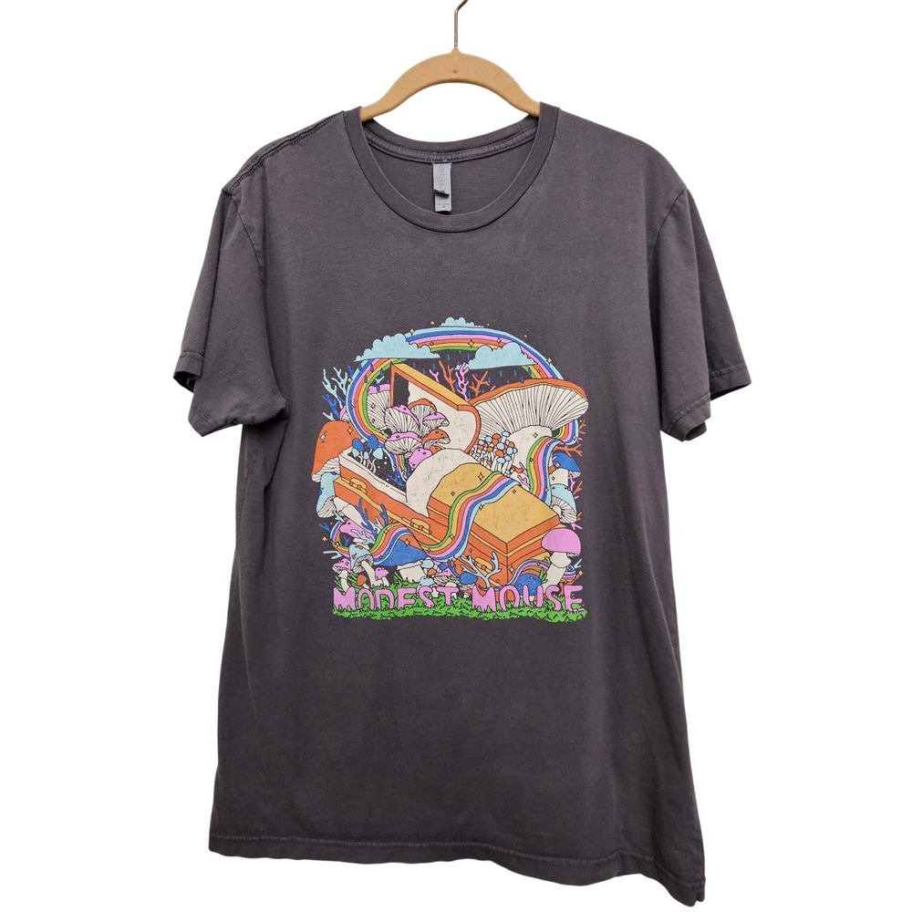 Modest Mouse‎ T Shirt Unisex Medium Grey Mushroom Psychedelic 2021 Tour Band Tee
